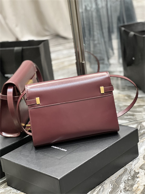 Y.S.L MANHATTAN Shoulder Bag In BOX Saint Laurent Burgundy Color