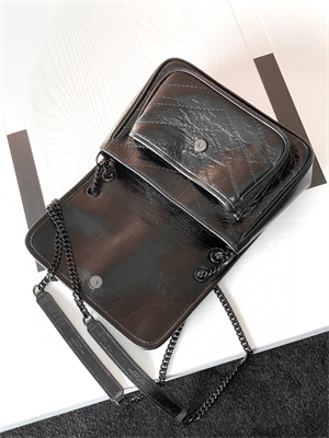 Y.S.L NIKI BABY In Vintage Leather All Black Color