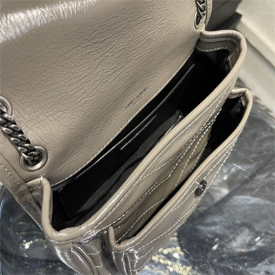 Y.S.L NIKI BABY In Vintage Leather Grey Color