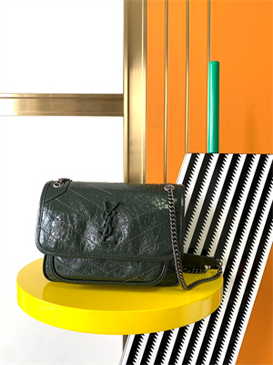 Y.S.L NIKI BABY In Vintage Leather Dk Green Color