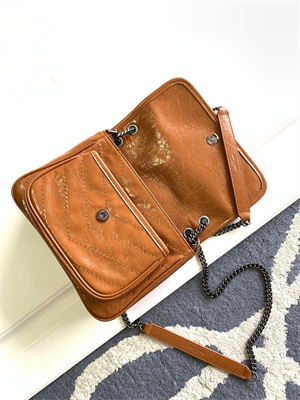 Y.S.L NIKI BABY In Vintage Leather Brown Color