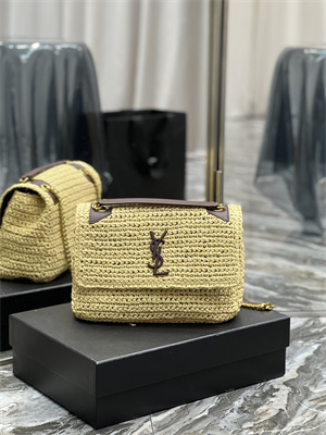 Y.S.L NIKI MEDIUM In Raffia and Leather Beige Color