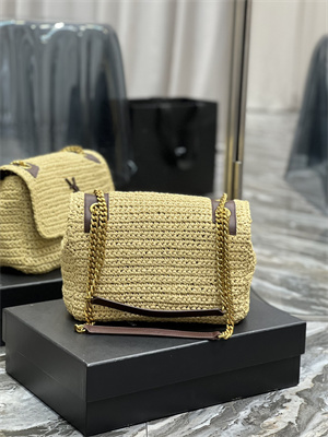 Y.S.L NIKI MEDIUM In Raffia and Leather Beige Color