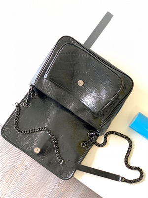 Y.S.L NIKI MEDIUM In Vintage Leather All Black Color