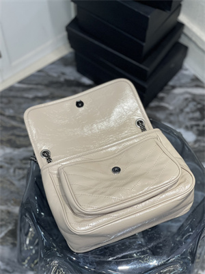 Y.S.L NIKI MEDIUM In Vintage Leather Greyish Brown Color