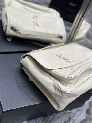 Y.S.L NIKI LARGE In Vintage Leather White Color