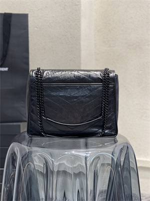 Y.S.L NIKI LARGE In Vintage Leather All Black Color