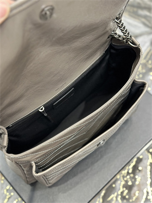 Y.S.L NIKI LARGE In Vintage Leather Grey Color