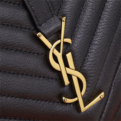 Y.S.L COLLEGE LARGE BAG IN QUILTED Leather Gold Tone Metal Black Color