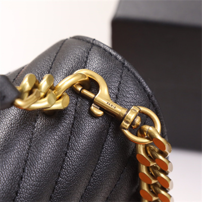 Y.S.L COLLEGE LARGE BAG IN QUILTED Leather Gold Tone Metal Black Color