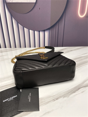 Y.S.L COLLEGE MEDIUM BAG IN QUILTED LEATHER Gold Tone Metal Black Color