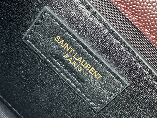 Y.S.L ENVELOPE SMALL IN QUILTED GRAIN DE POUDRE EMBOSSED LEATHER Gold Tone Metal Burgundy Color