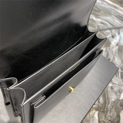 Y.S.L Sunset MEDIUM Bag In Smooth Leather Gold Tone Metal Black Color