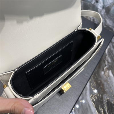 Y.S.L SOLFERINO SMALL SATCHEL IN BOX SAINT LAUREN Gold Tone Metal White Color