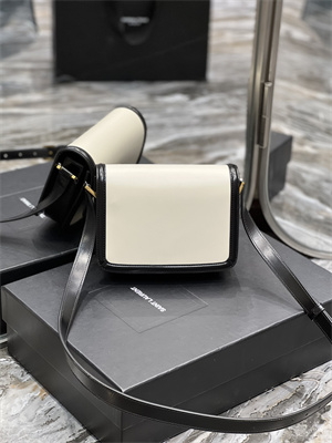 Y.S.L SOLFERINO SMALL SATCHEL IN BOX SAINT LAUREN Gold Tone Metal White/Black Color