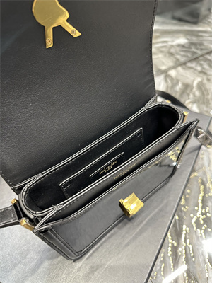 Y.S.L SOLFERINO SMALL SATCHEL IN Patent Leather Gold Tone Metal Black Color