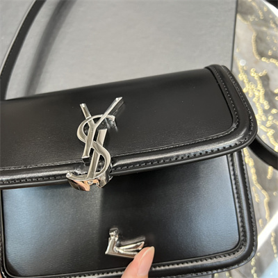 Y.S.L SOLFERINO SMALL SATCHEL IN BOX SAINT LAUREN Silver Tone Metal Black Color