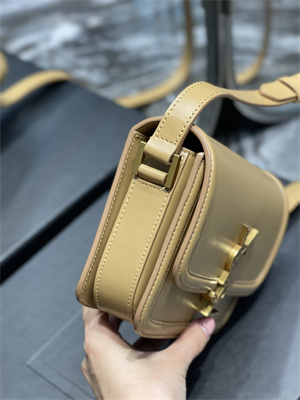 Y.S.L SOLFERINO SMALL SATCHEL IN BOX SAINT LAUREN Gold Tone Metal Dk Beige Color