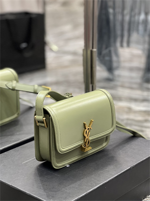 Y.S.L SOLFERINO SMALL SATCHEL IN BOX SAINT LAUREN Gold Tone Metal Avocado Green Color