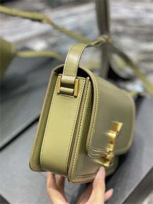 Y.S.L SOLFERINO MEDIUM SATCHEL IN BOX SAINT LAUREN Gold Tone Metal Olive Green Color