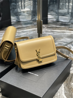 Y.S.L SOLFERINO MEDIUM SATCHEL IN BOX SAINT LAUREN Gold Tone Metal Dk Beige Color