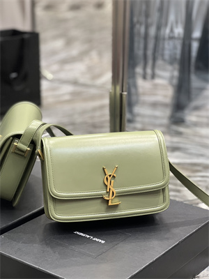 Y.S.L SOLFERINO MEDIUM SATCHEL IN BOX SAINT LAUREN Gold Tone Metal Avocado Green Color