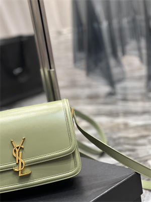 Y.S.L SOLFERINO MEDIUM SATCHEL IN BOX SAINT LAUREN Gold Tone Metal Avocado Green Color