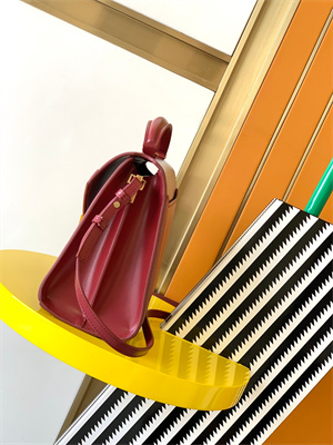 Y.S.L CASSANDRA MEDIUM TOP HANDLE BAG IN BOX SAINT LAUREN Gold Tone Metal Burgundy Color