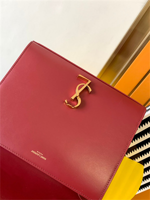 Y.S.L CASSANDRA MEDIUM TOP HANDLE BAG IN BOX SAINT LAUREN Gold Tone Metal Burgundy Color