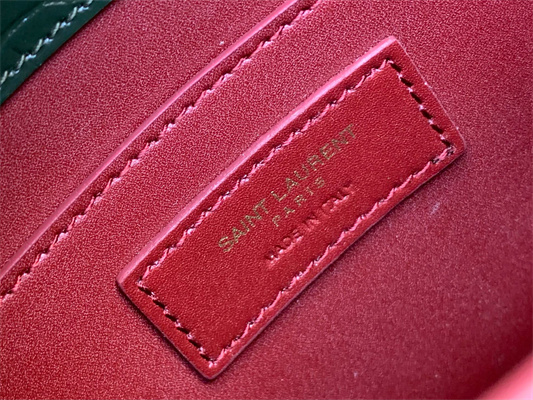 Y.S.L CASSANDRA MEDIUM TOP HANDLE BAG IN CROCODILE EMBOSSED LEATHER Gold Tone Metal Green Color