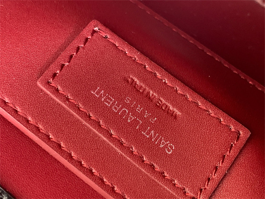 Y.S.L CASSANDRA MINI TOP HANDLE BAG IN CROCODILE EMBOSSED LEATHER Silver Tone Metal Black Color