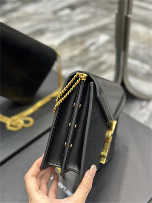 Y.S.L CASSANDRA CHAIN BAG IN BOX SAINT LAUREN Gold Tone Metal Black Color