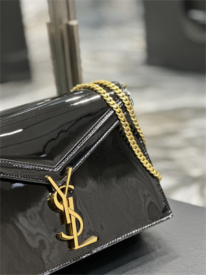 Y.S.L CASSANDRA CHAIN BAG IN PATENT LEATHER Gold Tone Metal Black Color