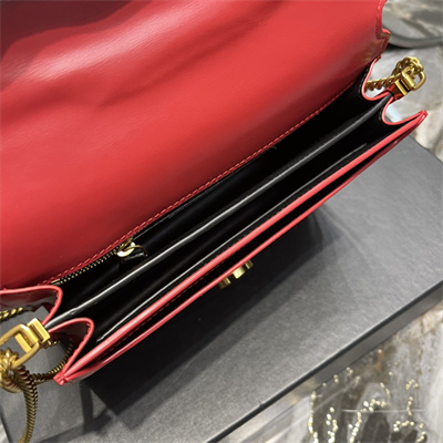 Y.S.L CASSANDRA CHAIN BAG IN BOX SAINT LAUREN Gold Tone Metal Red Color