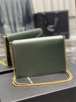 Y.S.L CASSANDRA CHAIN BAG IN BOX SAINT LAUREN Gold Tone Metal Green Color
