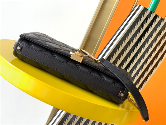 Y.S.L BECKY CHAIN WALLET  IN Black QUILTED LAMBSKIN Gold Tone Metal