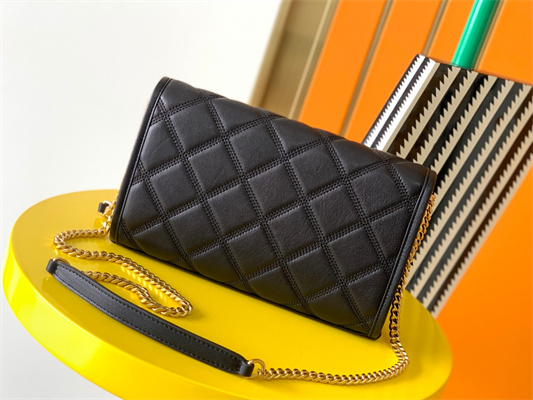 Y.S.L BECKY CHAIN WALLET  IN Black QUILTED LAMBSKIN Gold Tone Metal