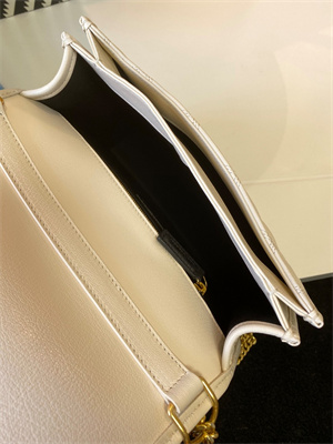 Y.S.L BECKY SMALL CHAIN BAG IN White QUILTED LAMBSKIN Gold Tone Metal