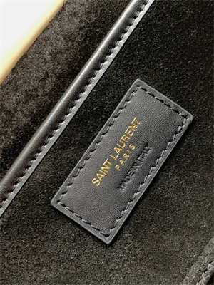 Y.S.L CHARLIE MEDIUM SHOULDER BAG White Smooth Leather Gold Tone Metal