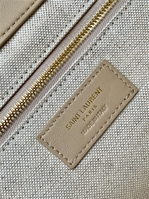 Y.S.L ICARE MAXI SHOPPING BAG IN QUILTED LAMBSKIN Beige Color Gold Tone Metal