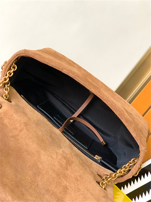 Y.S.L JAMIE 4.3 SMALL BAG IN SUEDE Brown Color Gold Tone Metal