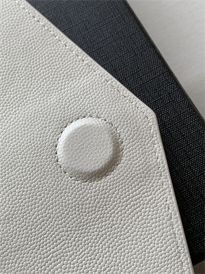 Y.S.L UPTOWN POUCH IN GRAIN DE POUDRE EMBOSSED LEATHER White Color Gold Tone Metal