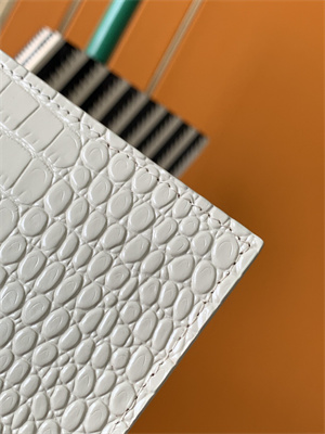 Y.S.L UPTOWN POUCH IN CROCODILE EMBOSSED LEATHER White Color Gold Tone Metal