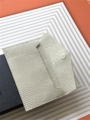 Y.S.L UPTOWN POUCH IN CROCODILE EMBOSSED LEATHER White Color Gold Tone Metal