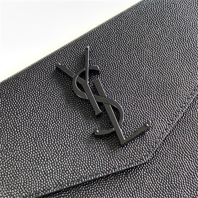 Y.S.L UPTOWN POUCH IN GRAIN DE POUDRE EMBOSSED LEATHER Black Color Black Tone Metal