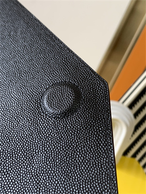 Y.S.L UPTOWN POUCH IN GRAIN DE POUDRE EMBOSSED LEATHER Black Color Gold Tone Metal