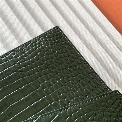 Y.S.L UPTOWN POUCH IN CROCODILE EMBOSSED LEATHER Dk Green Color Gold Tone Metal