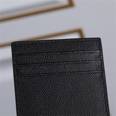 Y.S.L UPTOWN CHAIN WALLET IN GRAIN DE POUDRE EMBOSSED LEATHER Black Color Gold Tone Metal