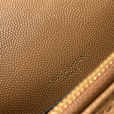 Y.S.L CASSANDRA ENVELOPE CHAIN WALLET IN GRAIN DEPOUDRE LEATHER Brown Color Gold Tone Metal