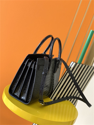 Y.S.L SAC DE JOUR BABY In Navy Corcodile Embossed Leather Silver Tone Metal